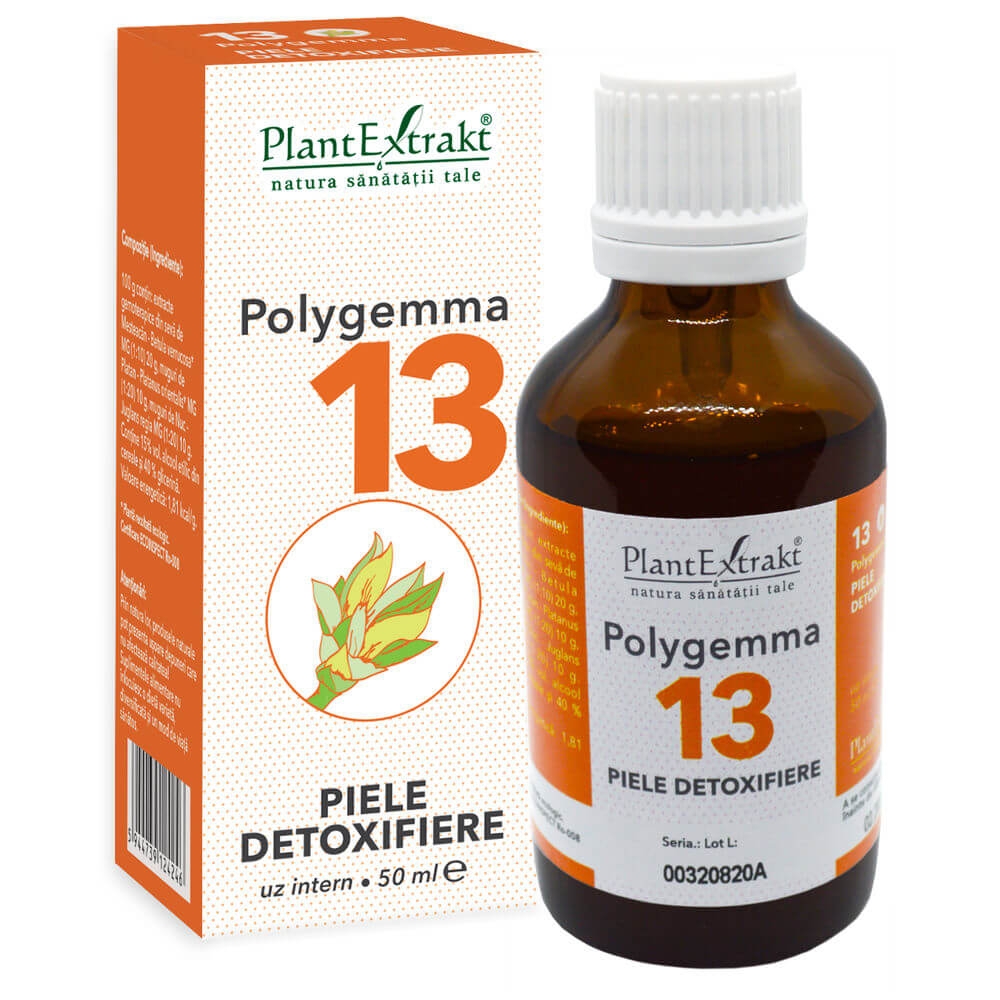 Polygemma 13 – susţine curăţarea tenului şi a pielii prin acţiune detoxifiantă – 50ml