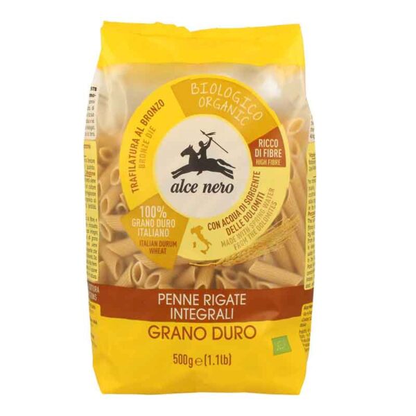 Penne Din Grau Integral Eco  500Gr Alce Nero