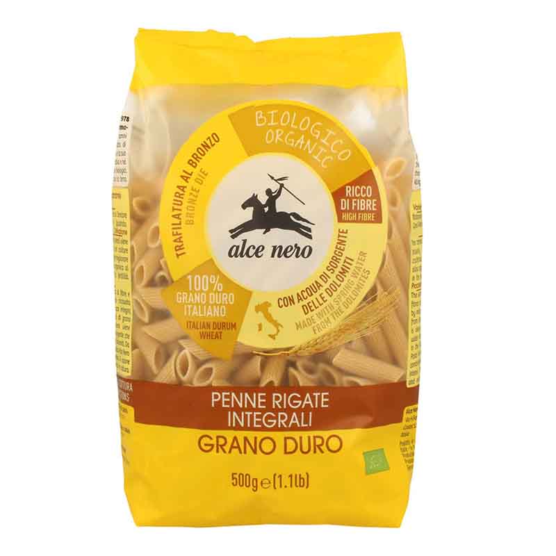Penne Din Grau Integral Eco  500Gr Alce Nero