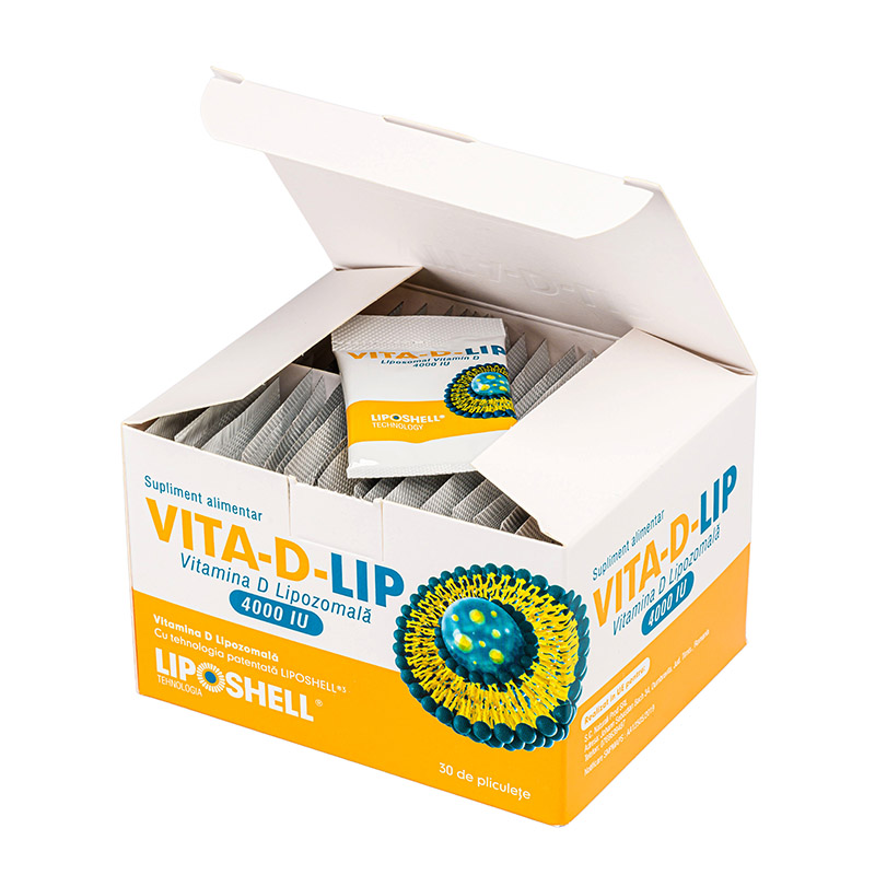 Vitamina D Lipozomală 4000 IU LIPOSHELL® (30 plicuri), VITA-D-LIP