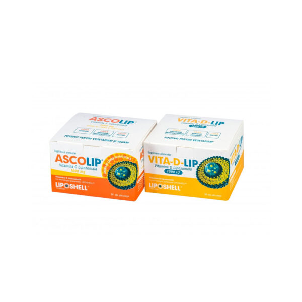 Pachet Promoțional – Vitamina C Lipozomală 1000 mg LIPOSHELL® + Vitamina D Lipozomală 4000 IU LIPOSHELL®