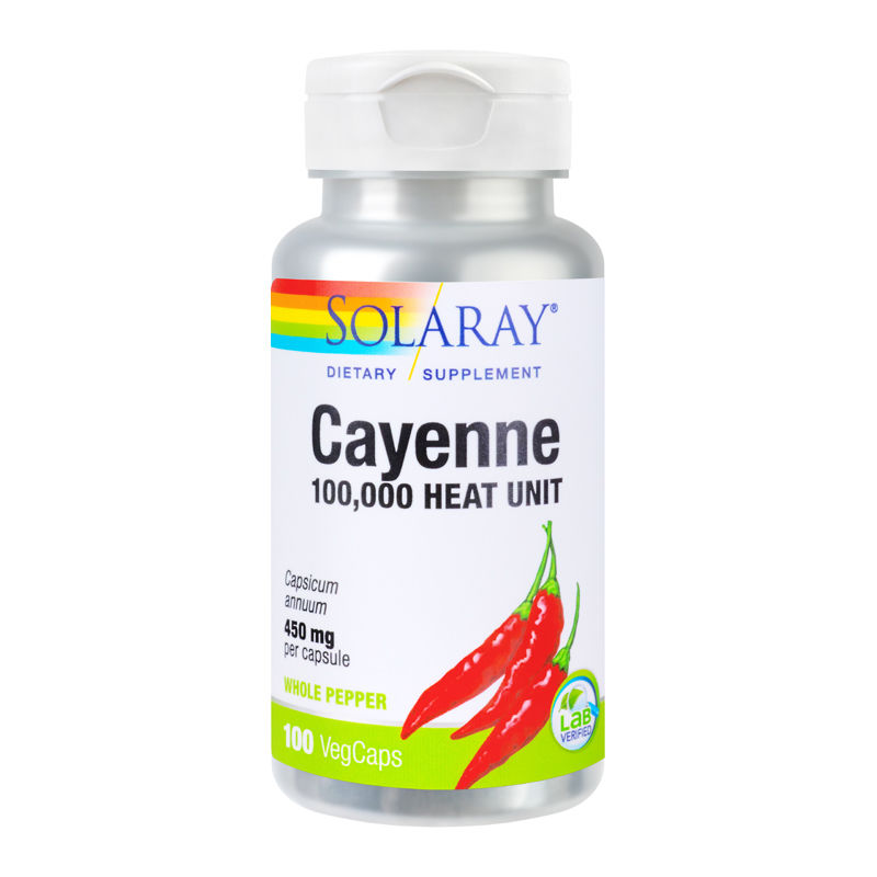 Cayenne ardei iute 450mg Solaray, 100 capsule, Secom