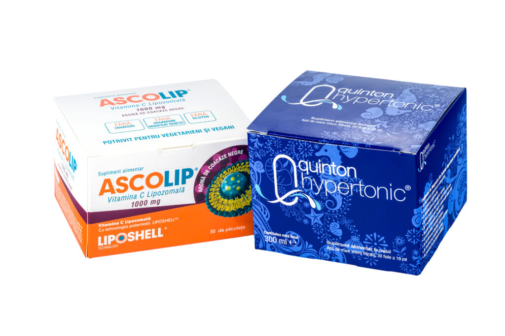 Pachet Plasma Hipertonic Quinton, Vitamina C Lipozomală Ascolip 1000 mg LIPOSHELL®