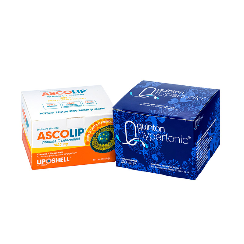 Pachet Plasma Hipertonic Quinton, Vitamina C Lipozomală Ascolip 1000 mg LIPOSHELL®