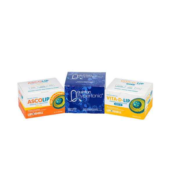 Pachet Plasma Hipertonic Quinton, Vitamina C Lipozomală Ascolip 1000 mg LIPOSHELL®, Vitamina D Lipozomala 4000UI