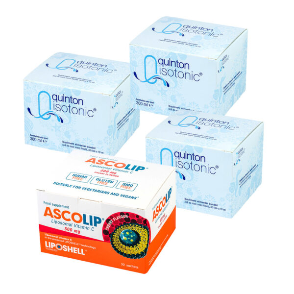 Pachet 3XPlasma Izotonica Quinton +  Vitamina C Ascolip 500mg