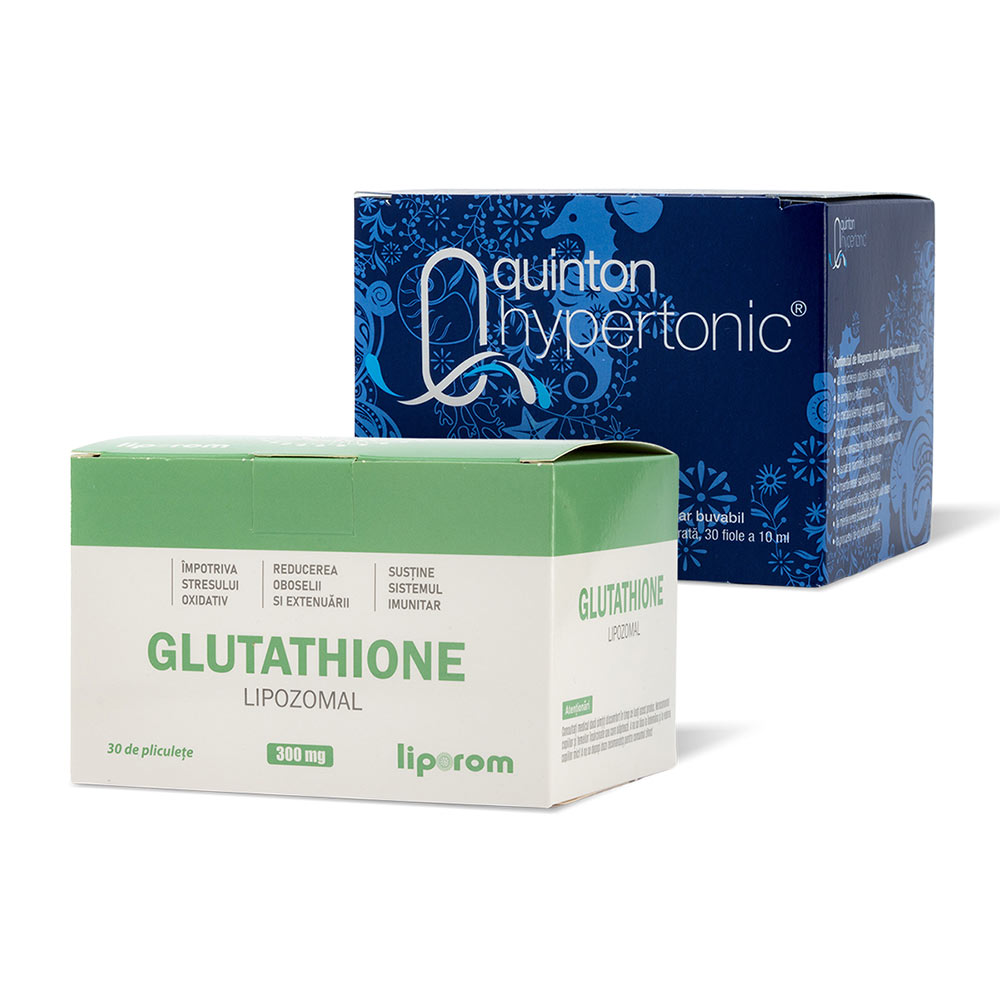 Pachet Glutathione Lipozomal 300mg Liporom+ Plasma Hipertonic Quinton