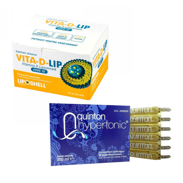 Pachet Vitamina D Lipozomala 4000UI, Plasma Hipertonic Quinton
