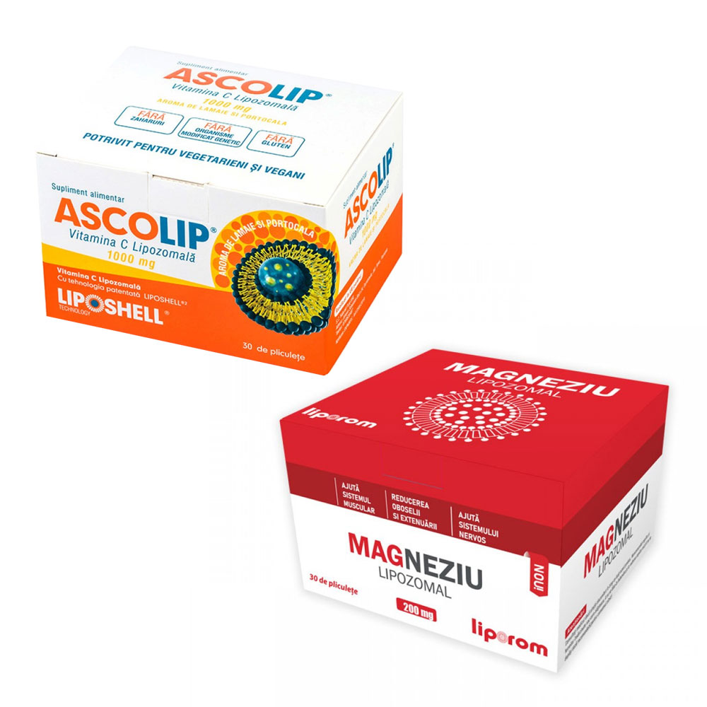 Pachet Magneziu Lipozomal + Ascolip 1000mg, vitamina C lipozomala