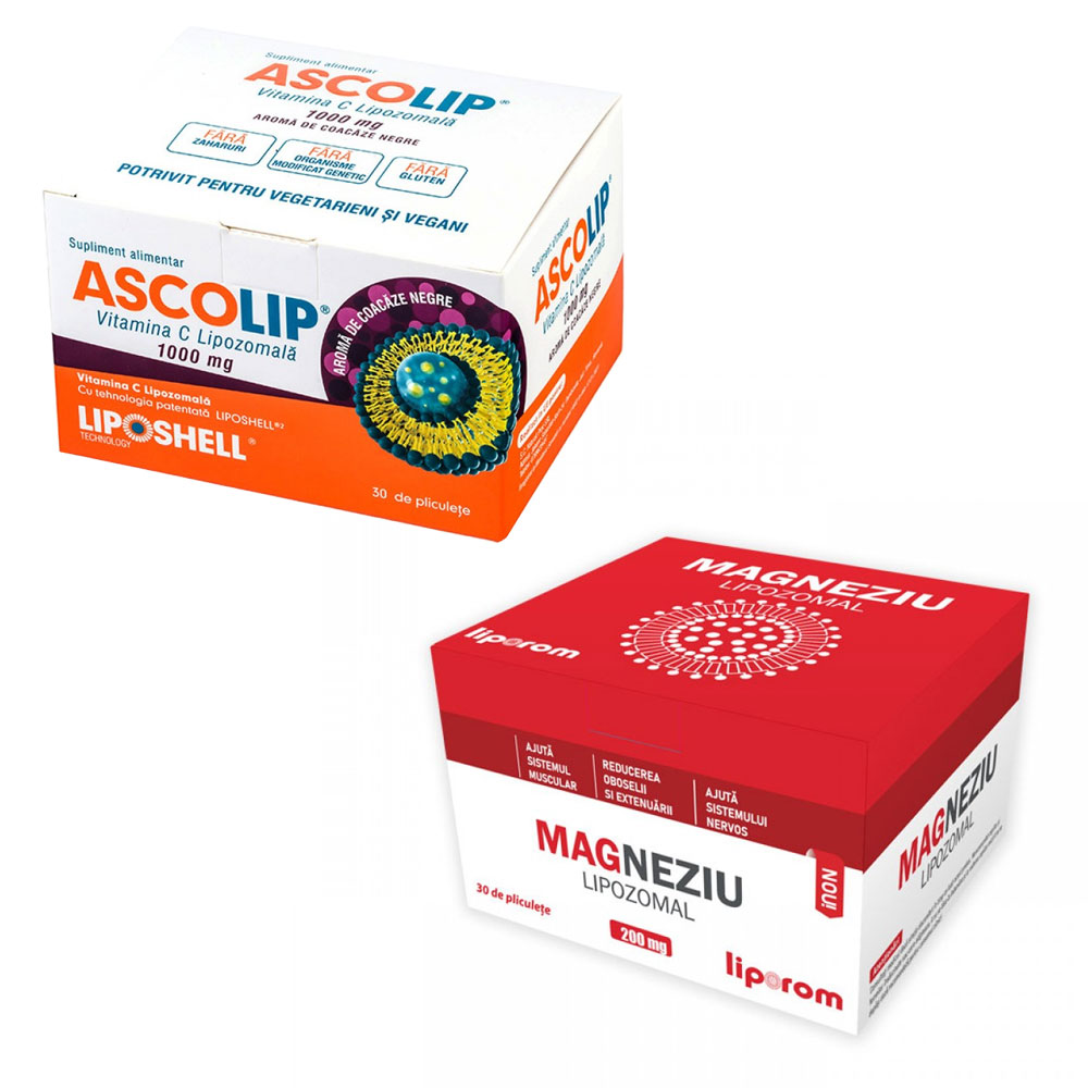 Pachet Magneziu Lipozomal + Ascolip 1000mg, vitamina C lipozomala