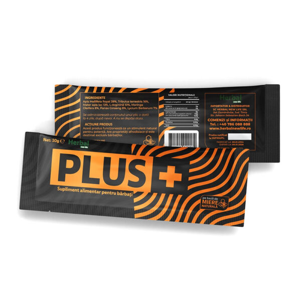 Pachet PLUS+ Miere Naturala potenta, set 5 plicuri + 5 plicuri GRATIS